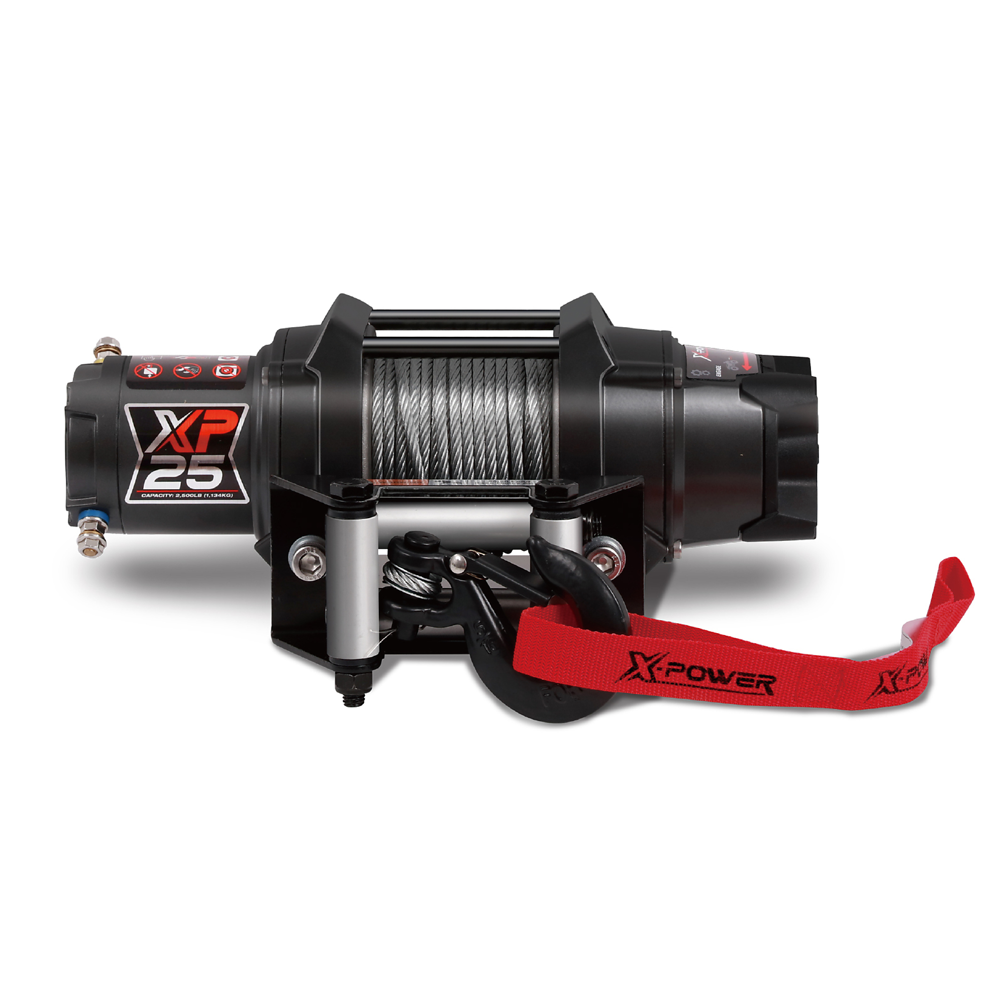 XPower ATV Winch — 2500-Lb. Capacity, Steel Rope, Roller Fairlead